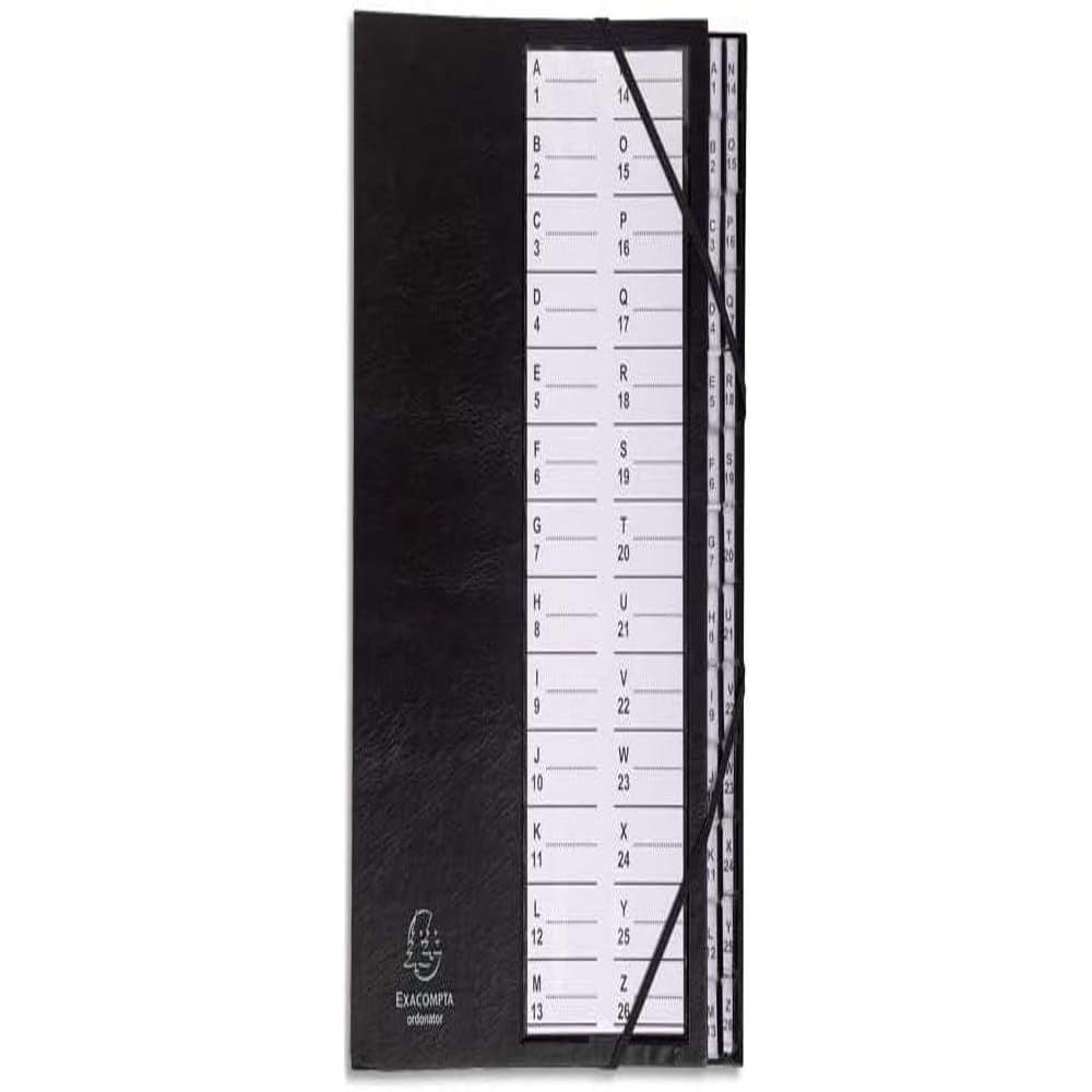 Exacompta - Ref 621765E - Harmonika Multipart File - 235 x 335mm in Size, Suitable for Storing A4 Documents, 300gsm Genuine Pressboard, Expanding Spine, 26 Sections (labelled A-Z) - Black