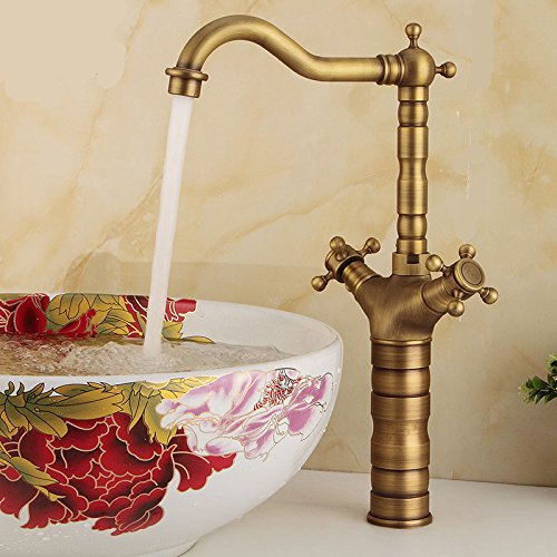 Adsled Hot and Cold Bronze Swivel Lavatory Bathroom Vanity Water Faucet Copper Bath Bibcock Toilet Rotating Restoring Ancient Ways