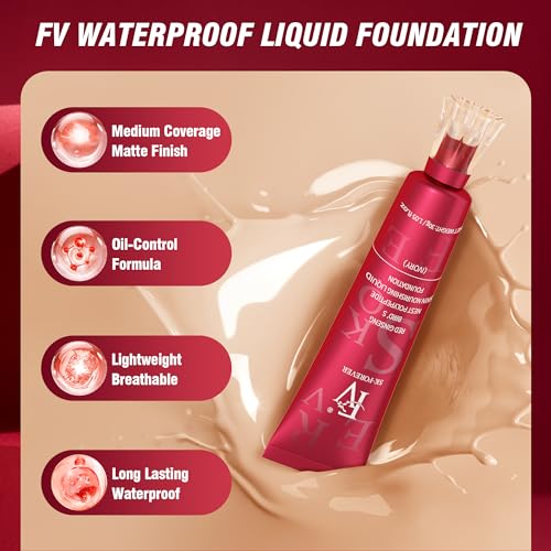 FV Waterproof Makeup Foundation Matte Finish Long Lasting Medium Coverage for Oily and Combination Skin Light Texture Makeup Foundation 30g Beige | Mattifying for Oily Skin, Minimizes Pores for a Flawless Complexion, Includes Oil Control, 30g