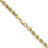Auriga Fine Jewelry 14K Yellow Gold Polished and Diamond-cut 4.6 mm Solid Rope Chain Necklace 18" to 30"