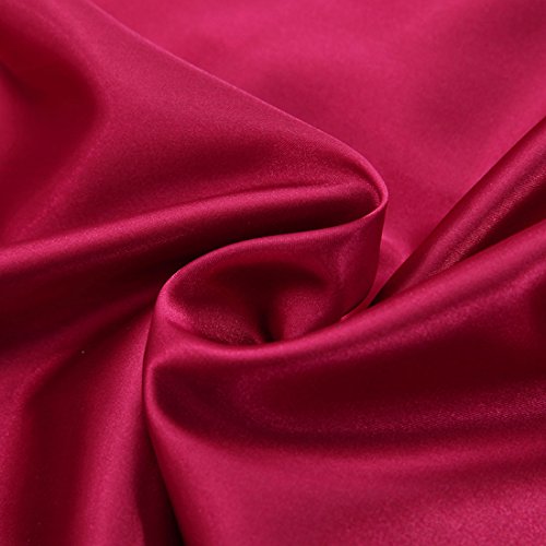 uxcell 4pcs Wine Red Satin Silk Like Solid Color Bedding Set Duvet Cover Silk Pillow Shams Silk