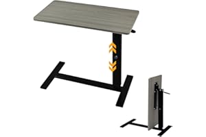 lumizone Foldable Overbed Table with Wheels Adjustable Height Bedside Desk 27.56"-36.61" Rolling Hospital Bed Table with Casters Medical Tray for Home Use Desk Over The Bed