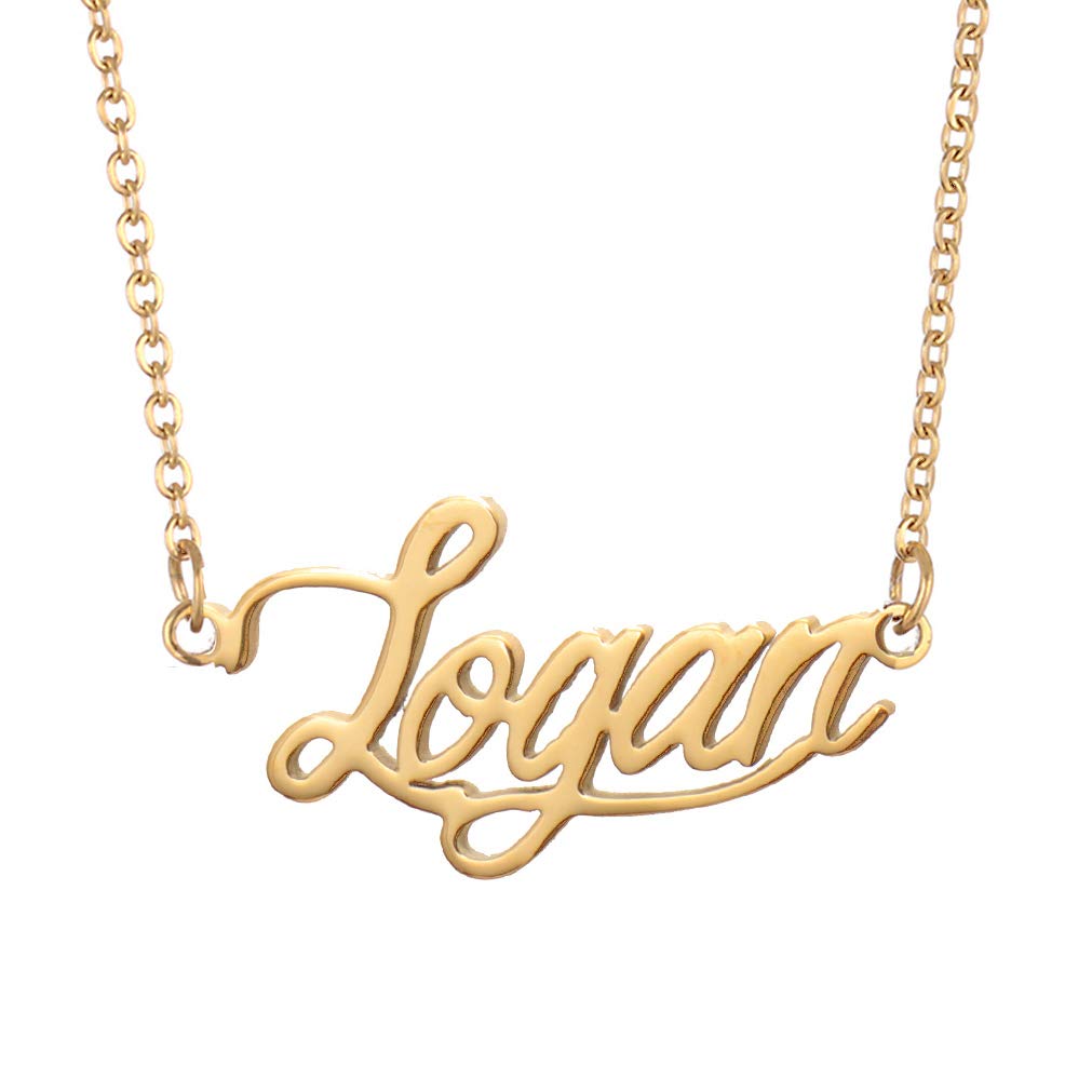 Aoloshow Logan Name Charm Necklace Stainless Steel