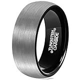 MNH Men's Tungsten Carbide Wedding Band Black 8mm Comfort Fit Brushed Matte Finish Ring Size 9