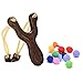 TOPRADE Brown Color Wooden Hunting Slingshot with Cotton Ammo for Catapult Game,Hunting-for Kids Children Adults (BROWN)