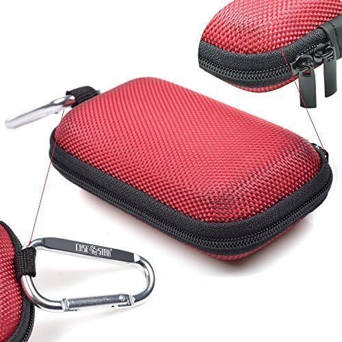 NiceButy Rectangle-Shaped Hard EVA Case Bag and Silver Color Climbing Carabiner for FiiO E6 Headphone Amplifier Earphone Headset MP3/MP4 Bluetooth Earbuds iPod Shuffle