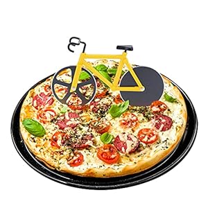 ShawFly Fiets Pizza Cutter RVS Roller Pizza Cutter, met Scherp Blade, Creatieve Keuken Gereedschap (Geel)