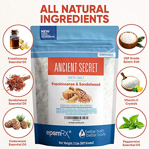 Ancient Secret Bath Salt 32 Ounces Epsom Salt with Frankincense, Sandalwood, Peppermint, Eucalyptus, - //coolthings.us
