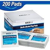 MEDca Alcohol Prep Pads, Sterile, Medium, 2-Ply PACK OF 200