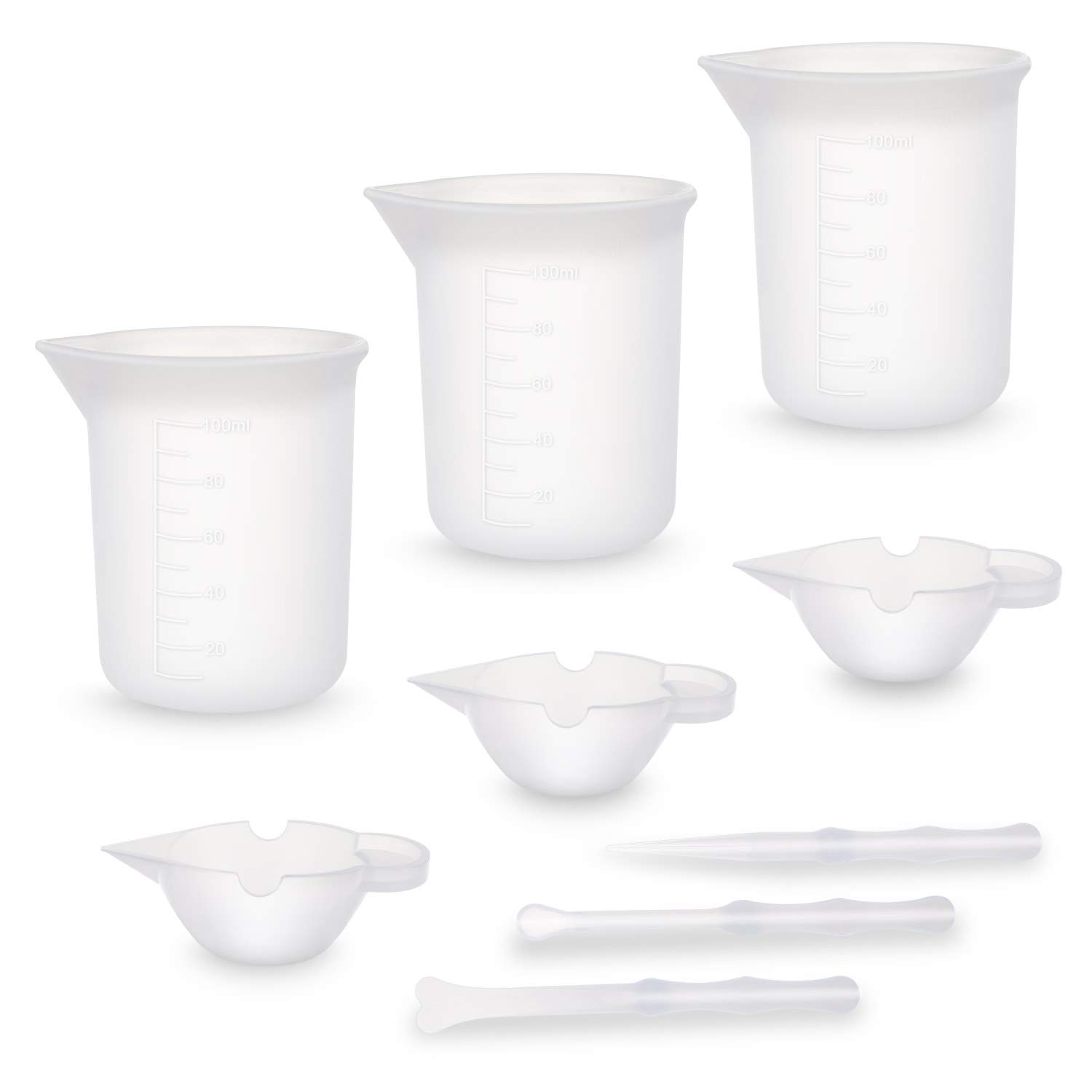 Zocipro 9Pcs Silicone Measuring Cups and Mixing Tools Set - 100ml and 10ml Cups With Stir Sticks for Epoxy Resin Casting and Painting