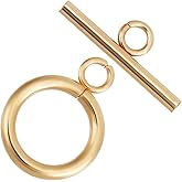Beebeecraft 25 Sets Toggle Clasps 18K Gold Plated 304 Stainless Steel T Bar Ring Closure Connector for Jewelry Making Bracelet Necklace