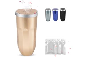 SZEOF 2PCS Car Trash Can with Lid, Car Trash Can Cup Holder with 3 Fragrance Tablets, Press to Open Vehicle Trash Bin, Mini Garbage Bin for Automotive Car, Home, Office, Kitchen, Bedroom,Gold