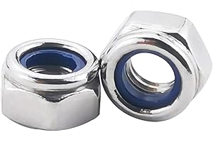 Fajoeda M6 x 1.0mm Nylon Insert Hex Lock Nut,50PCS 304 Stainless Steel(18-8) Hardware Hexagon Self Lock Nuts DIN985,Silver