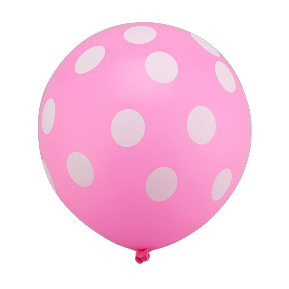 50 pcs 12" (30CM) Polka Dots Balloons Pearlised Metallic Air or Helium Wedding Birthday Christmas Party Decoration in Several Colours (Light Pink)