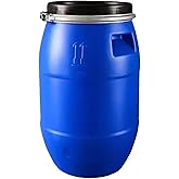 YXCUIDP Large Plastic Blue Open Top Storage Barrel Drum Keg with Lid and Latch Ring, Food Grade for Shipping, Air Tight Industrial Storage Container(60L)