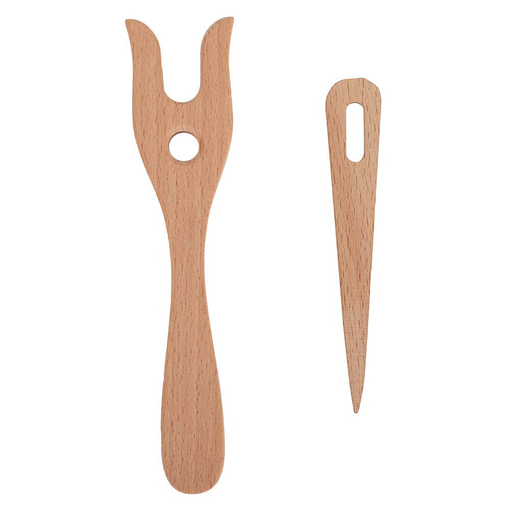 Wood Knitting Needle,Wood Knitting Tool Lucet Knitting Fork and Eye Needle Kit DIY Weaving Tool Weaving Tools Scissors