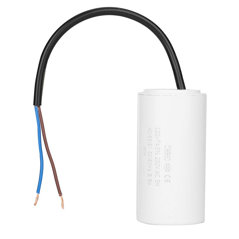 CBB60 Run Capacitor 250V AC 120uF with Wire Leads for Single Phase Motor Air Compressor HVAC Systems
