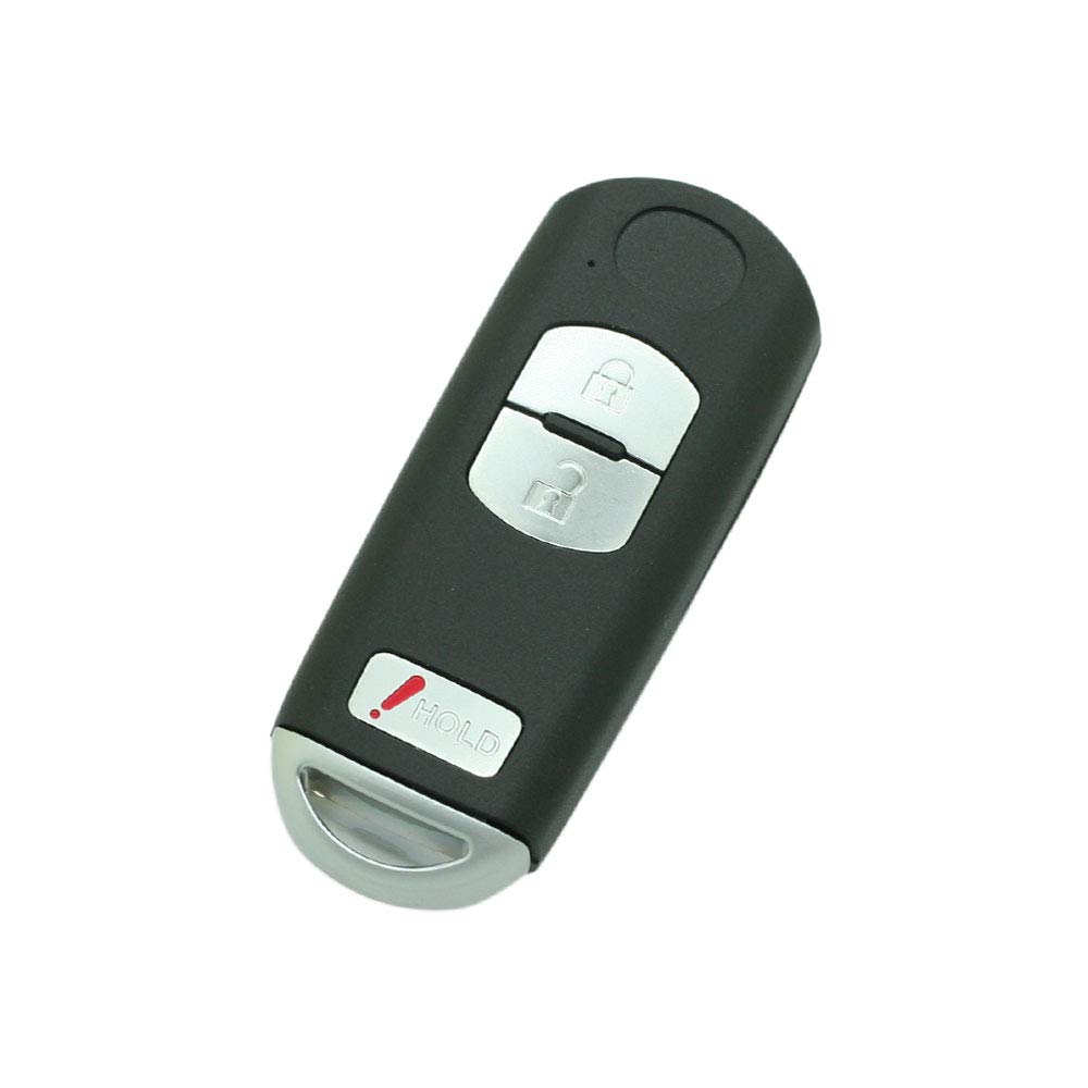 BROVACS Replacement Key Shell + Uncut Blank Emergency Insert Key Compatible with MAZDA 3 Button Smart Keyless Entry Remote Key Case Fob with HOLD Button PG535D