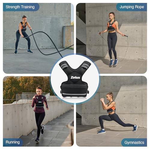 ZELUS Chaleco con Peso Ajustable para Hombres y Mujeres, Body Weighted Vest con 6 Pesas de Hierro para Entrenamiento Cardiovascular, Running y Fitness en Casa