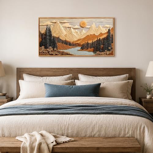 hyidecorart Montaña Bosque Moderno Marcos Cuadros Decoracion 50x100 cm | Motivos Finos, Impresión HD, Grandes Formatos, Fácil de Colgar, Tejido de Lienzo, Decoración Mural Tranquila, Arte Regalo