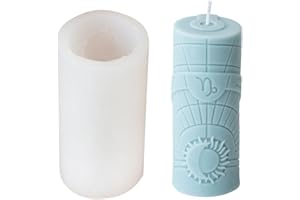 Xidmold Zodiac Sign Cylinder Candle Mold, Capricorn Constellation Silicone Pillar Mold for Soy Wax Candle Making, Aromatherapy, Epoxy Resin Casting, DIY Crafts