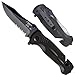 ANVIL BLADESMITHS - BULLSHARK 8CR13 - Folding Pocket Knife - Serrated Blade Black Assisted Open