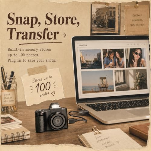 Maxmango Mini Retro Digital Camera - 1080P FHD Portable Camcorder with 1.3" Screen, Mini Thumb Camera Pocket Keychain for Travel and Vlogging, Gift Idea (Black)