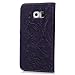 Badalink Galaxy S6 Case,Samsung Galaxy S6 Case - Wallet Flip Stand Case Embossed Plants PU Leather Case Shockproof Soft TPU Inner Bumper Slim Protective Card Slots Wrist Strap Cover Purple