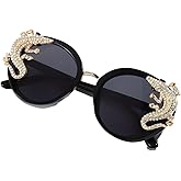 IYANCHENG Sparkling Animal Oval Frame Fashion Sunglasses - Playful & Elegant for Everyday Wear