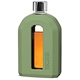 Delove Modern Glass Hip Flask with Silicone