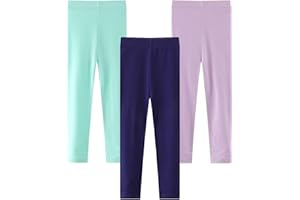 HSTiSan Toddler Girls Cotton Leggings 3-Pack Little Girl Stretchy Leggings Trousers for Kids Spring and Autumn 2-7T