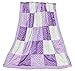 Zoe Purple Minky Dot Patchwork Blanket, Reverses to Lavender Satin