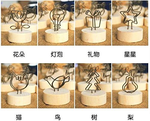Lingdun Wood Log Base Memo Holder Stand, Photo Holder Stand, Tabletop Wedding Place Name Card Holders, Table Note holder, Home Desktop Decoration, Creative Gifts - Set of 4