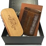 Handcrafted Boar Bristle Beard Brush & Beard Comb Kit for Mens Beards & Hair