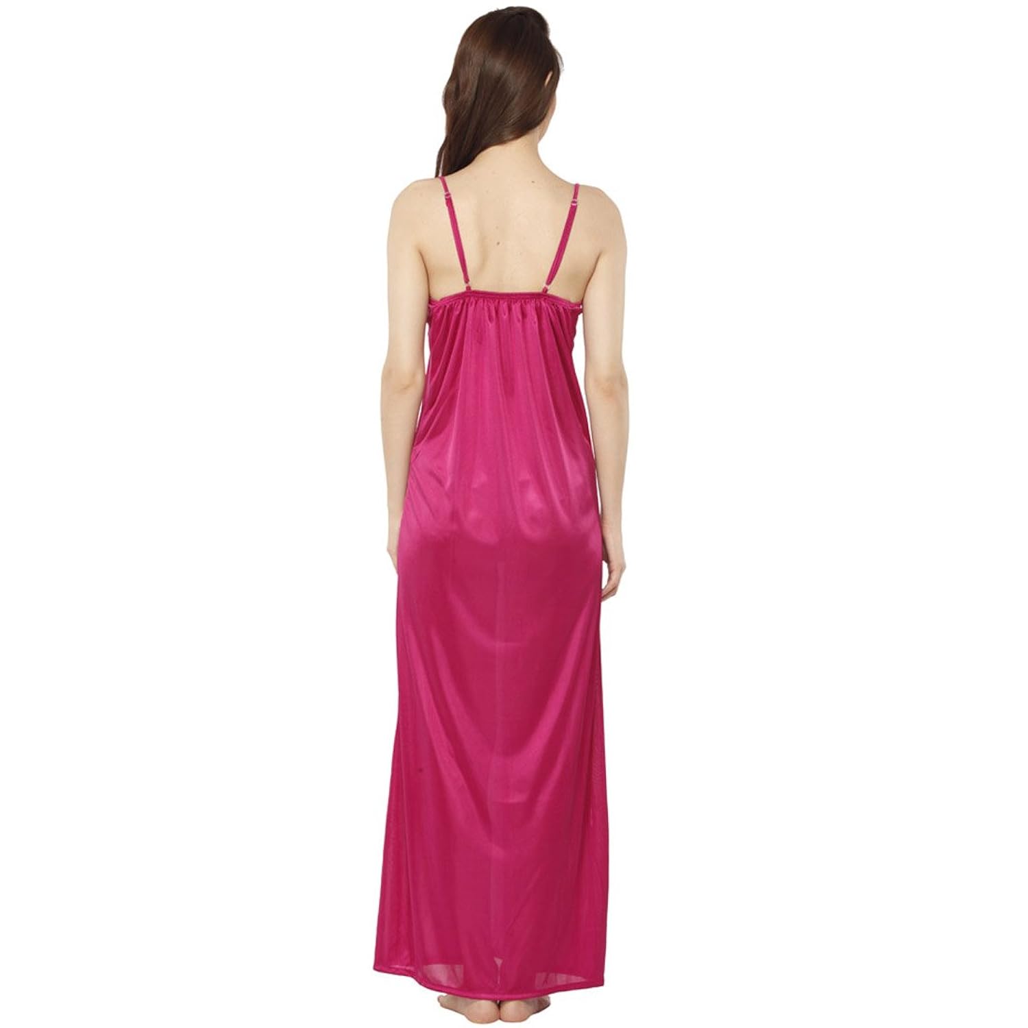 vixenwrap classic pink solid nighty with robe