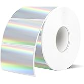 YEGAWEN 2.25"x1.25" Direct Thermal Labels, Holographic Thermal Printer Labels for Barcode, Self-Adhesive Address Shipping Thermal Label Stickers-1 Roll, 300 Labels, Holographic Silver