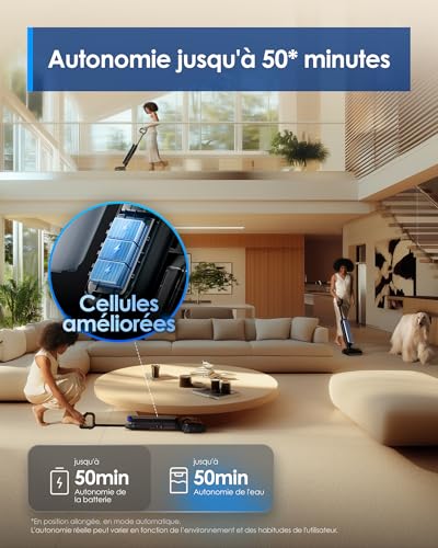 Tineco Floor One S9 Artist Vacuum Cleaner with Elegant Design, 22,000 Pa, 360° SmoothDrive, Tangle-Free, 50 Min Battery Life, 2 Sides Cleaning Edges, Flattens to 180 Degrees, Vacuum Cleaner, FlashDry at 85 °C