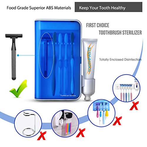 DEWEL Toothbrush Sterilizers UV Sanitizer Wall Mounted Toothbrush Holder with UV Light Toothbrush Cleaner Container with Toothpaste Holder and AC Adapter - Thumbnail 3