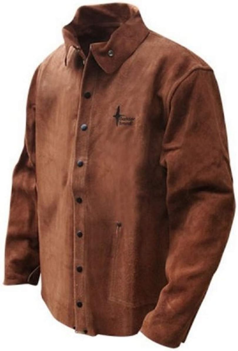 Bob Dale 60-1-126-M Premium Split Leather Cowhide Full Welders Jacket, Medium, Brown