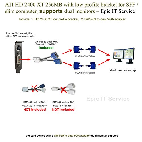 Epic IT Service - ATI HD 2400XT for dual monitor setup (half size bracket, DMS-59 to dual VGA adapter)