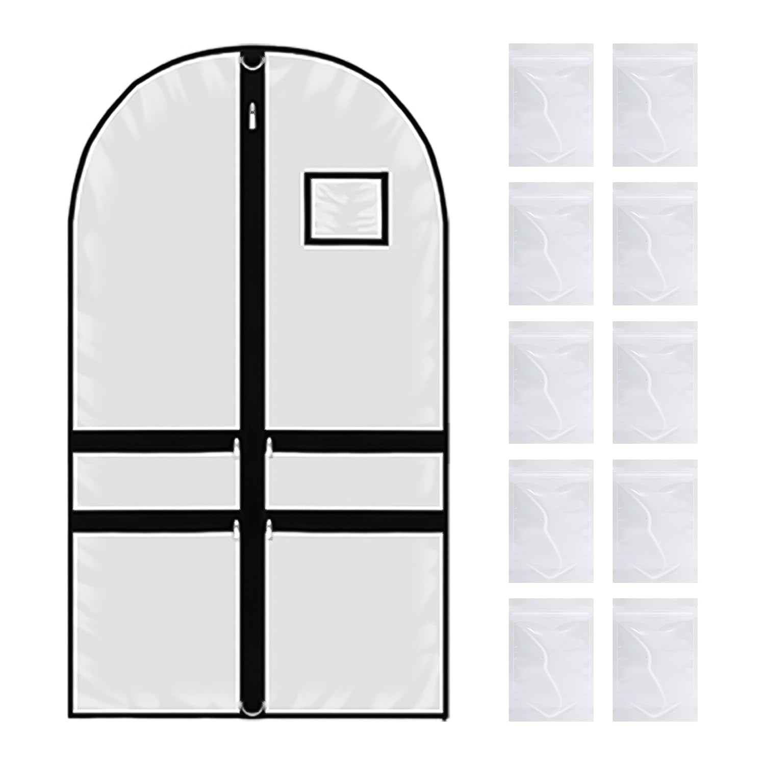 1 Piece Of Clothing Dust Cover, 10 Pieces Of Jewelry Sealed Bags, Clear Dust Bag, Children'S Clothing Dust Cover, Foldable Storage Bag, Garment Bag With Id Slot, Dance Skirt Protective Cover