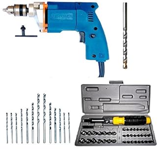 Dee Power Electric Drill Machine (10mm) with 41 Pieces Screwdriver Kit +13HSS Bits +1 Masonry Bit