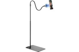 Kefotic Magnetic Gooseneck Phone Holder for Bed Laying Down, Height Adjustable Bedside Floor Stand with Flexible Arm for iPhone Tiktok Scrolling, Headboard Phone Mount for Reading