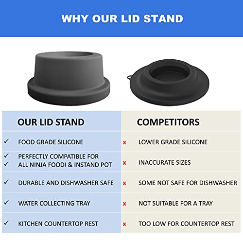 Pressure Cooker Lid Stand Silicone Lid Holder Accessories Compatible with Ninja Foodi Pressure Cooker and Air Fryer Accessories 5 Qt, 6.5 Qt and 8 Quart. Space Saving Instant Pot Accessories 3-in-1 (Grey)