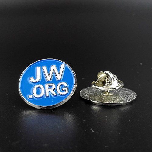 Jehovah Witness - 3/4" Round Blue Lapel Pin - JW.org Neck Tie Hat Tack Clip Women or Men Suits (5 Pcs in Package) (Silver-Plated) - Thumbnail 3