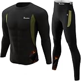 romision Thermal Underwear for Men Long Johns Set Hunting Gear Base Layer | Moisture wicking, quick dry &amp; 4-way stretch fleece lined top &amp; bottom gift for skiing sleepwear