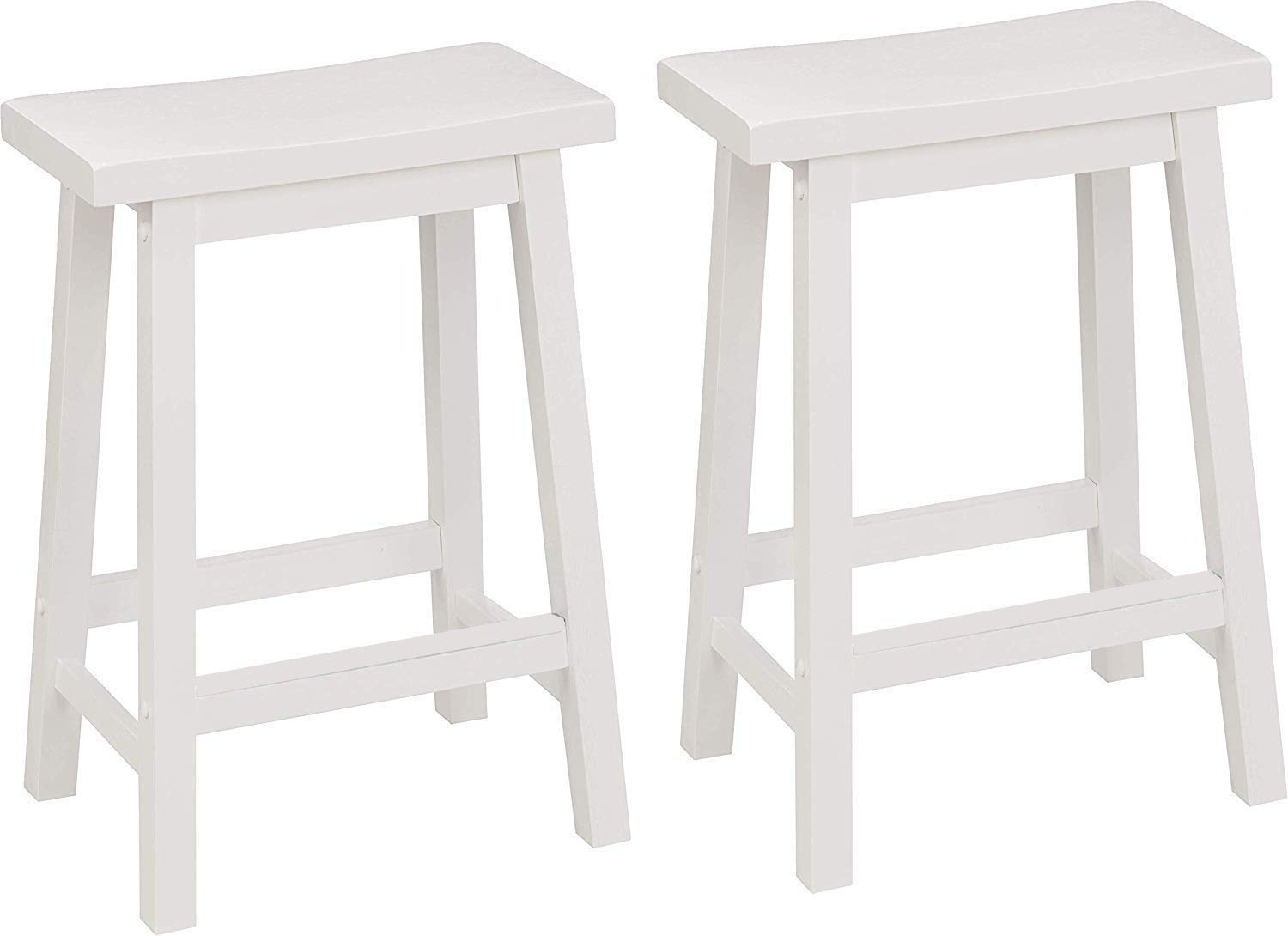 Best Classic Solid Wood Saddle-Seat Kitchen Counter Stool With Foot Plate With Padded Seat