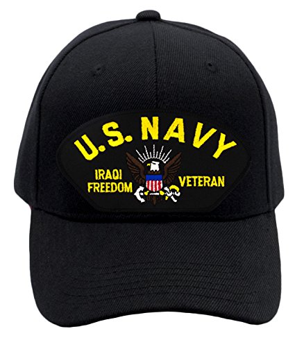 Patchtown US Navy - Iraqi Freedom Veteran Hat/Ballcap (Black) Adjustable One Size Fits Most