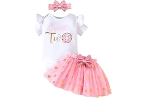 LUJENGEFA Baby Girl 1st 2nd Birthday Outfit Girl Sweet One Birthday Romper Tutu Skirt with Headband Legging Clothes Set