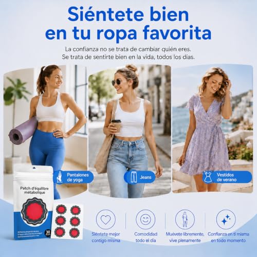 60 Piezas Parches Adelgazantes Abdomen, Parches Para Adelgazar, Invisible y Suave en la Piel, Calmante Suave para Todos los Tipos de Cuerpo
